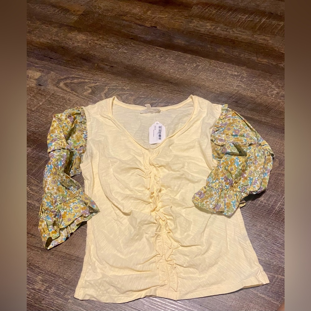 Merci &merci Contrast Puff Sleeve Top